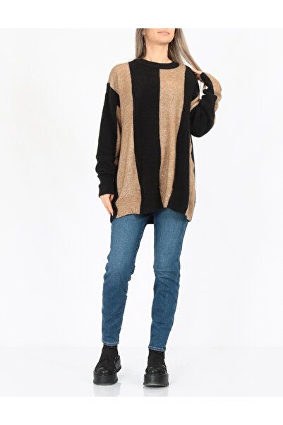 Vero Moda Oversized Sweater, Black/Brown