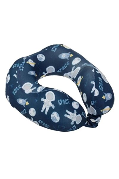 OEM Детска пътна възглавница, мемори пяна, космически модел, синя, 22x22x8см