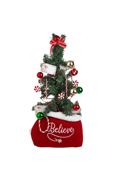OEM Sac decorativ de Crăciun cu brad, litere, globuri și bomboane - 60 cm