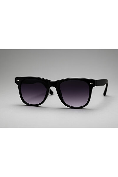 FDY Unisex Sunglasses with Black Rectangular Frame – Purple Gradient Glass