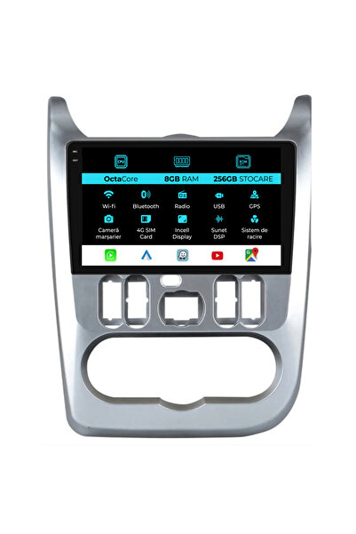 NavStore Dedicated Navigation Dacia Logan/Duster/Sandero (2008-2013), 9Inch, 8Gb Ram, 256Gb Storage, Carplay