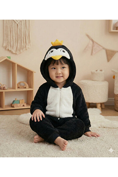 Bebelove Boys/Girls Penguin Fleece Jumpsuit with Zipper