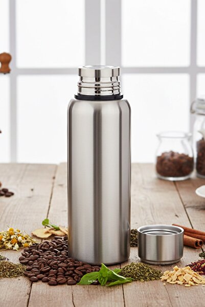 SEDEF SİLVER 1500 ml Stainless Steel Thermos |   With Strainer and Double Wall |   Camping, Sports, Office Use