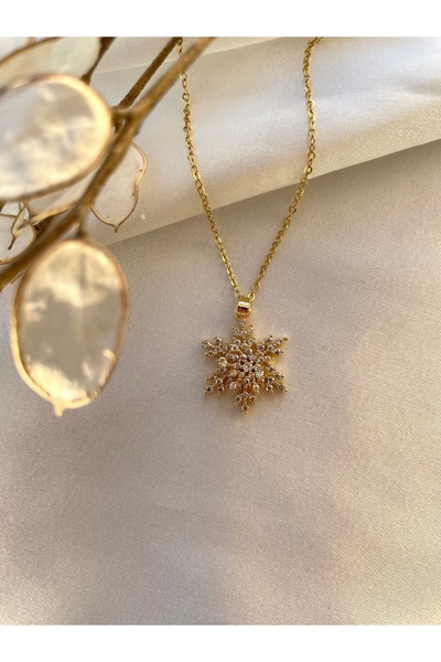 stainles steel Stres Kolye-Kar Tanesi Kolye – Işıltılı Zirkon Taşlı Gold Çelik Kolye (Kutulu Gönderim)