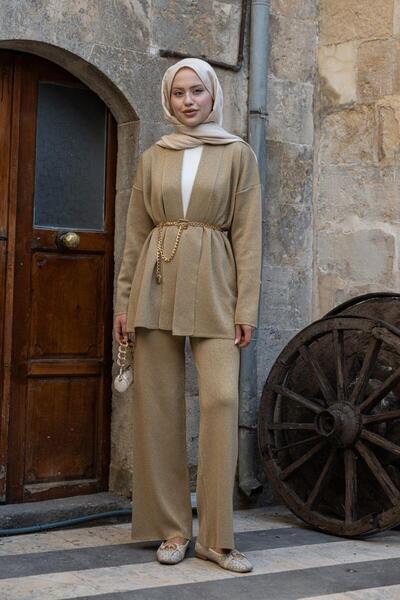 Şulemoda Giyim Victoria Silvery Set Camel