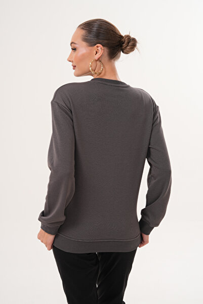 Miss Dünya Lissa Crew Neck 100% Cotton Maternity and Postpartum Basic Sweatshirt