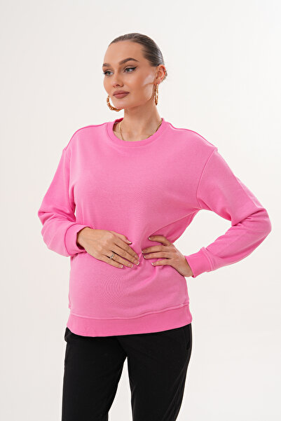 Miss Dünya Lissa Crew Neck 100% Cotton Maternity and Postpartum Basic Sweatshirt