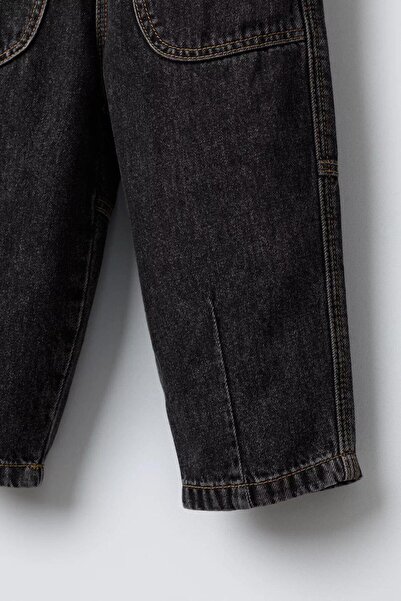 Magu Παντελόνι Jogger από βαμβακερό μαύρο τζιν για αγόρια – Μεγάλες τσέπες, ελαστική μέση