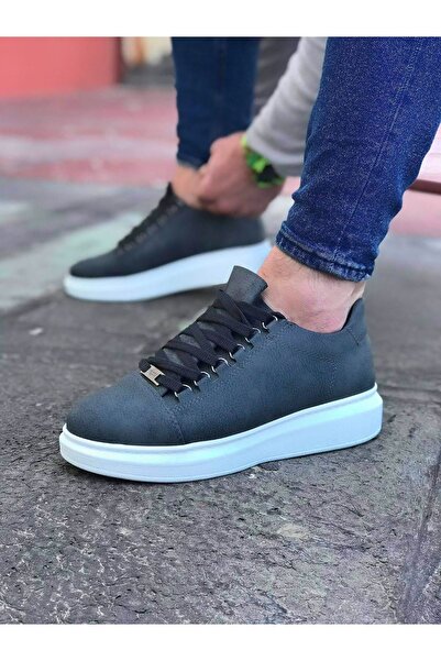 Lucy Shoes Yg08 Men's Casual Lace-Up Leather Sports Sneaker Shoes Cbt - Gray
