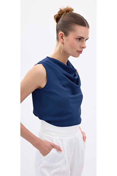 Sateen Degaje Collar Chiffon Blouse