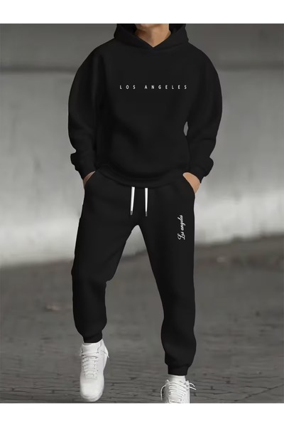 PAVRO Tracksuit Set Sweatshirt Jogger - Oversized Fleece-Lined New Losang Printed Hooded