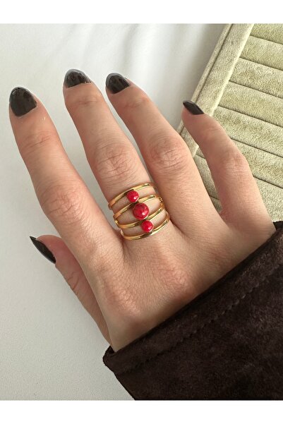 ringbox Red Stone Steel Ring