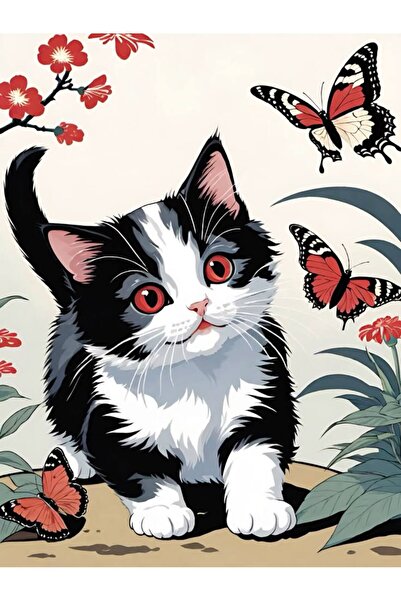 ALAYRA International ملصق قطة صغيرة نابضة بالحياة - عمل فني لطيف لقطط لغرفة ا...