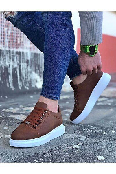 Lucy Shoes Yg08 Men's Casual Lace-Up Leather Sports Sneaker Shoes Cbt - Tan