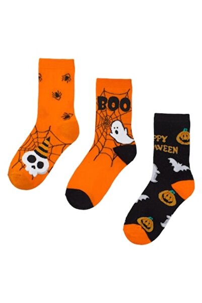 OEM Хелоуински чорапи Оранжеви Черни Черепи Призрачни Тикви - 3 чифта