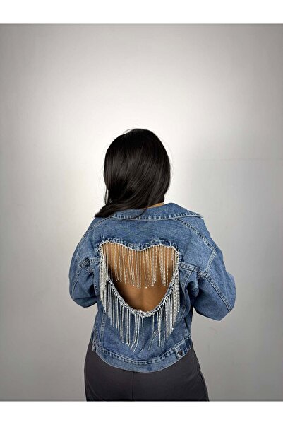 VELANE STORE Jachetă de lux cu cristale din denim