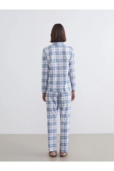 LC Waikiki Set de pijamale pentru femei în carouri cu guler cămașă (W5)
