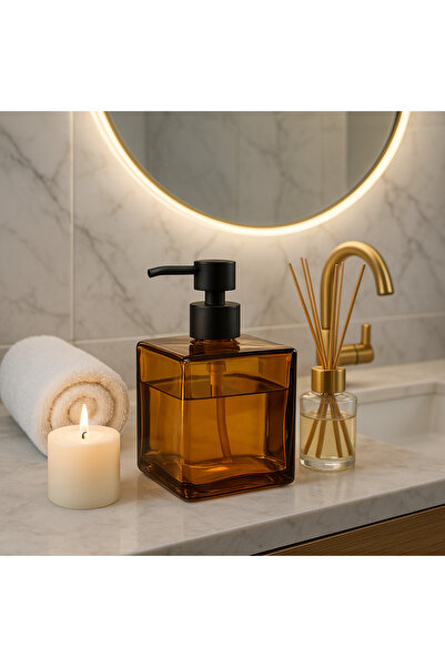 Akyol MİEN KARE CAM SIVI SABUNLUK AMBER