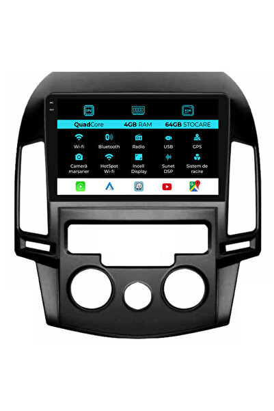 NavStore Navigatie Hyundai I30 (2007-2012),QuadCore, 9Inch, 4Gb Ram, 64Gb Stocare, Carplay, Clima manuala