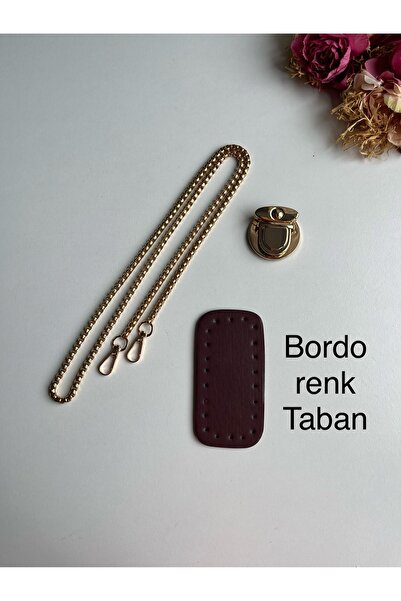 zg hobi aksesuar Knitted Bag Set - Base and Chain Set Gold Color Metallic