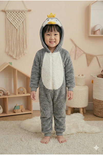 Bebelove Boys/Girls Penguin Fleece Jumpsuit with Zipper