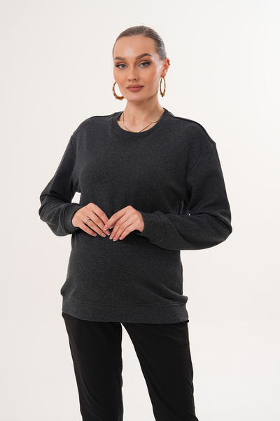 Miss Dünya Lissa Crew Neck 100% Cotton Maternity and Postpartum Basic Sweatshirt