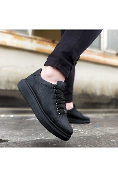 Lucy Shoes Yg08 Men's Casual Lace-Up Leather Sports Sneaker Shoes Cst - Black