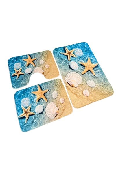 OPTIM DEKO Bathroom Mat Set 3 Pieces, Non-slip, 100x60/60x50/40x60, Turquoise