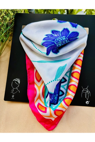 Markiz Takı Pink Multi-Colored Brand Scarf 70*70