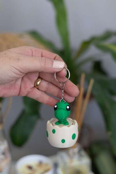 Modello Craft سلسلة مفاتيح بيبي دينو كليكير - سلسلة مفاتيح ديناصور بيضة لطيفة