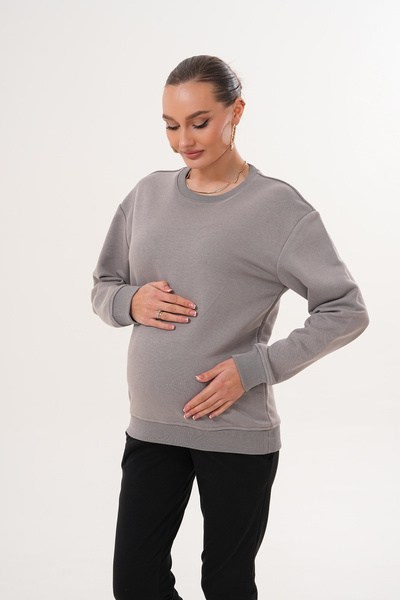 Miss Dünya Lissa Crew Neck 100% Cotton Maternity and Postpartum Basic Sweatshirt