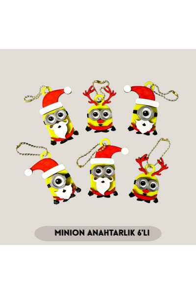 Hediyem Senin İçin مجموعة من 6 سلاسل مفاتيح مينيونز بتصميم العام الجديد |   ح...
