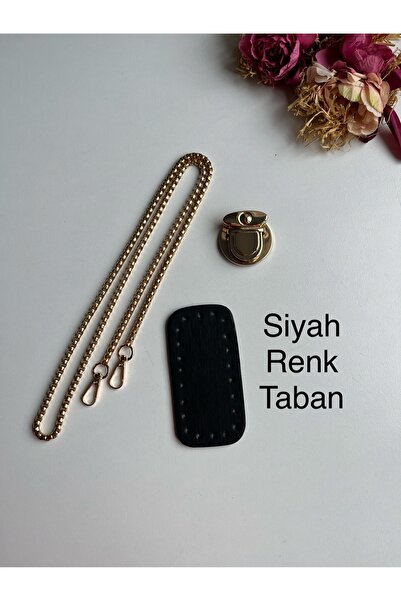 zg hobi aksesuar Knitted Bag Set - Base and Chain Set Gold Color Metallic