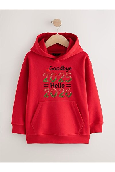 HerTarzınTrendi 'Goodbye 2025 Hello 2026' New Year Themed Hooded Sweatshirt U...