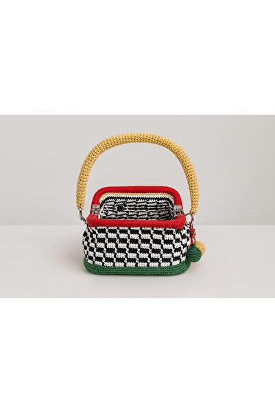 EFLİNS Colorful Christmas Themed Bag Macrame Hand Knitted
