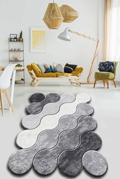 Chilai Home Rug, Circle, 80x150 cm, Polyester, Dark Grey / Grey / White