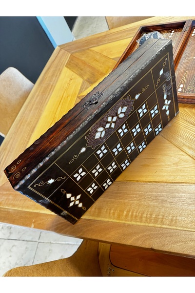 Handmade ESTERHOMEDECOR Sedefli ahşap tavla pulludur 8*24*49cm