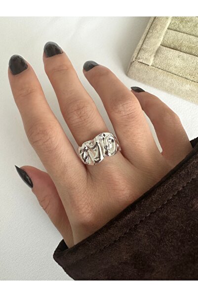ringbox Silver Color Wrinkled Ring