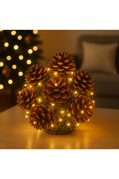 Marrone Διακοσμητικό τραπεζιού με LED σε σχήμα κώνου, Χριστουγεννιάτικη Μπάλα...