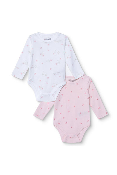 ebebek Hello Baby HelloBaby Kız Bebek 2li Uzun Kol Body Çıtçıtlı Yaka Ribana Paça