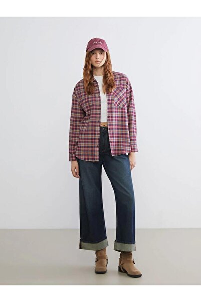 LC Waikiki Καρό oversized Γυναικείο πουκάμισο Ξυλοκόπος (W5)