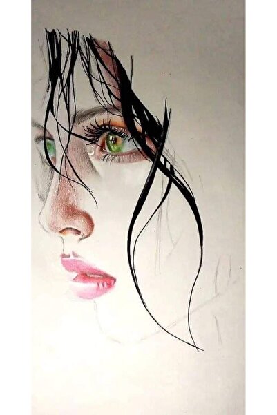 ALAYRA International ملصق فني ملون لوجه امرأة، ديكور جداري منزلي معاصر - 40×6...