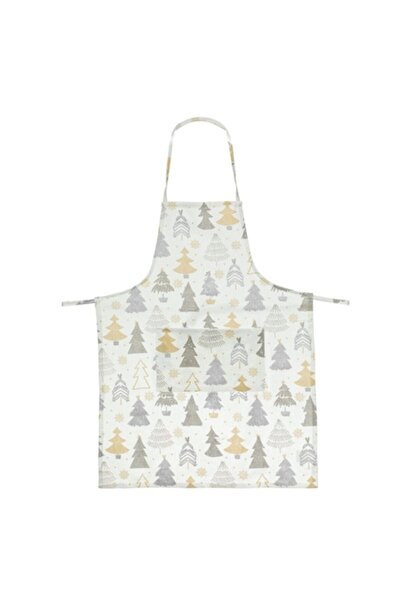 OEM Christmas Apron "Pastor", Ecru, Tree and Snowflake Pattern, 77x57cm