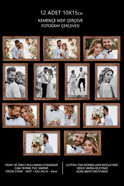 YEDİART 12 Adet 10x15 Çerçeve - Mdf Çerçeve - Dikdörtgen Çerçeve - A6 Pvc'li ...