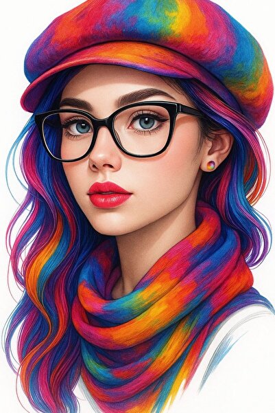 ALAYRA International ملصق فني ملون لوجه امرأة، ديكور جداري منزلي معاصر - 40×6...