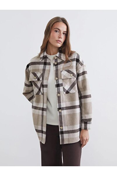 LC Waikiki Καρό oversized Γυναικείο πουκάμισο (W5)