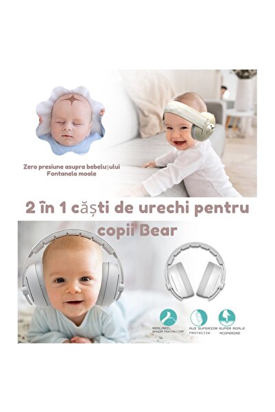 7LIFE 2-in-1 Noise-Reduction Headphones for Babies & Children (up to 4 yrs), Adjustable, Gray