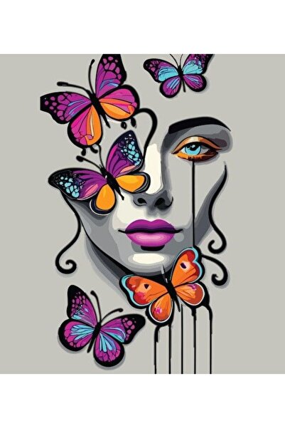 ALAYRA International ملصق فني ملون لوجه امرأة، ديكور جداري منزلي معاصر - 40×6...