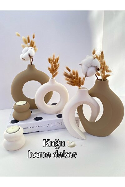 kuğu home dekor 2li halka vazo 2li sevgili vazo 2 li mumluk set 6 parça dekor