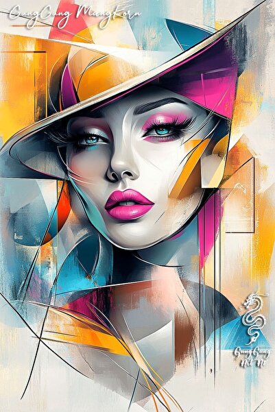 ALAYRA International ملصق فني ملون لوجه امرأة، ديكور جداري منزلي معاصر - 40×6...